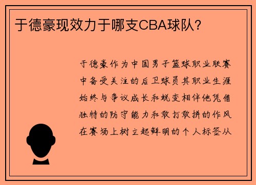 于德豪现效力于哪支CBA球队？